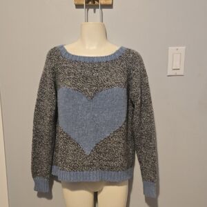 Cocogio Gray and Blue Heart Sweater